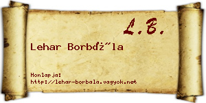 Lehar Borbála névjegykártya